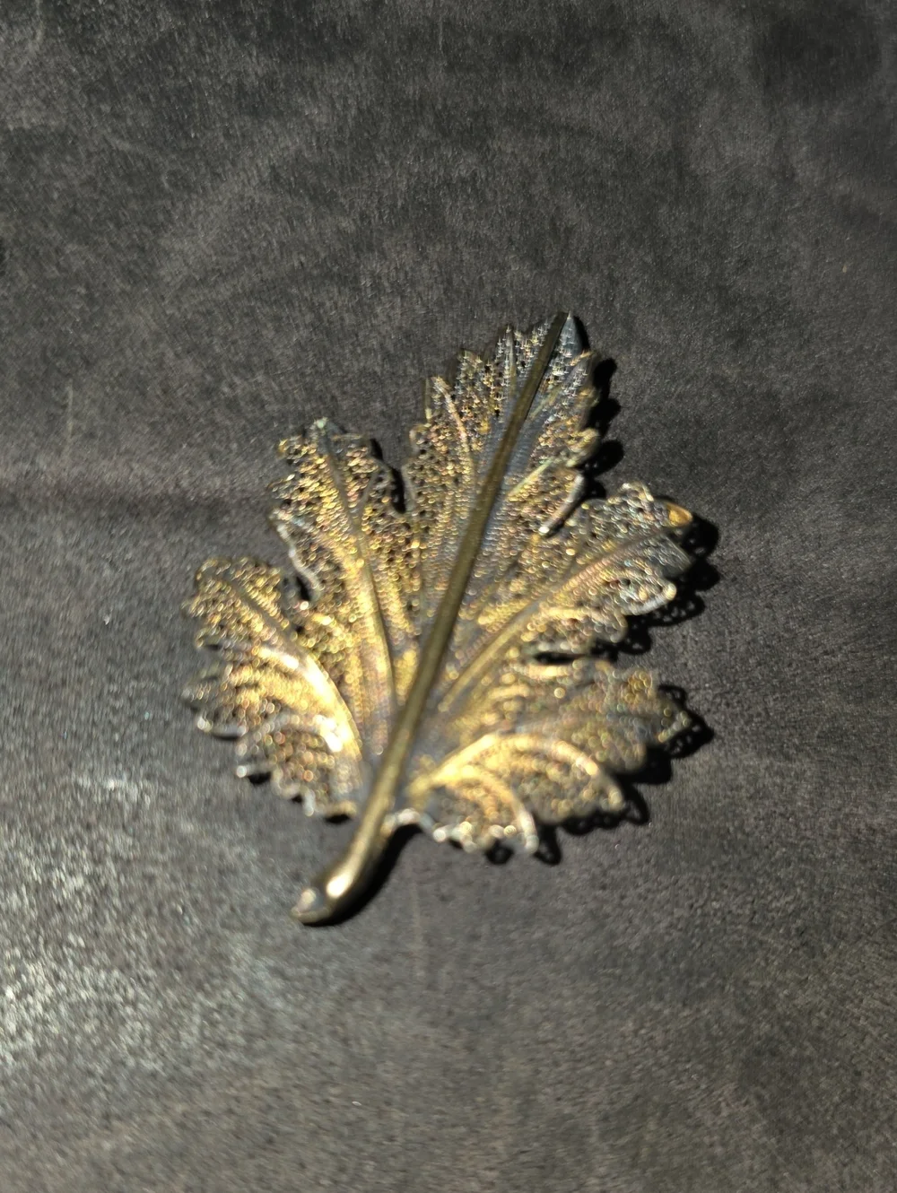 Vintage Sterling Silver Gold Leaf Brooch Stamped . High End